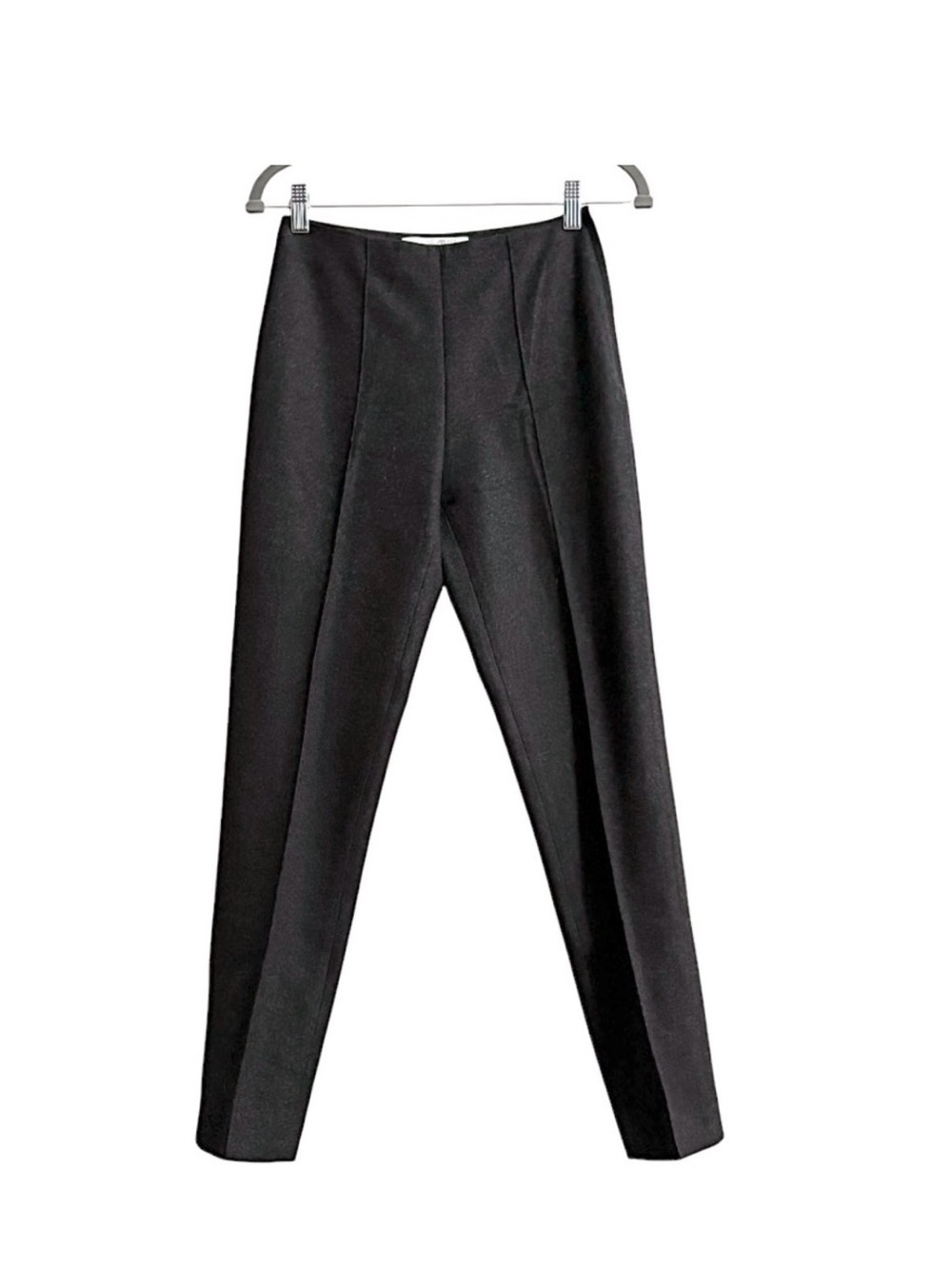 MIU MIU Sz 40 (US S) Gray Wool Ankle Trousers With Front Seam Side Zipper